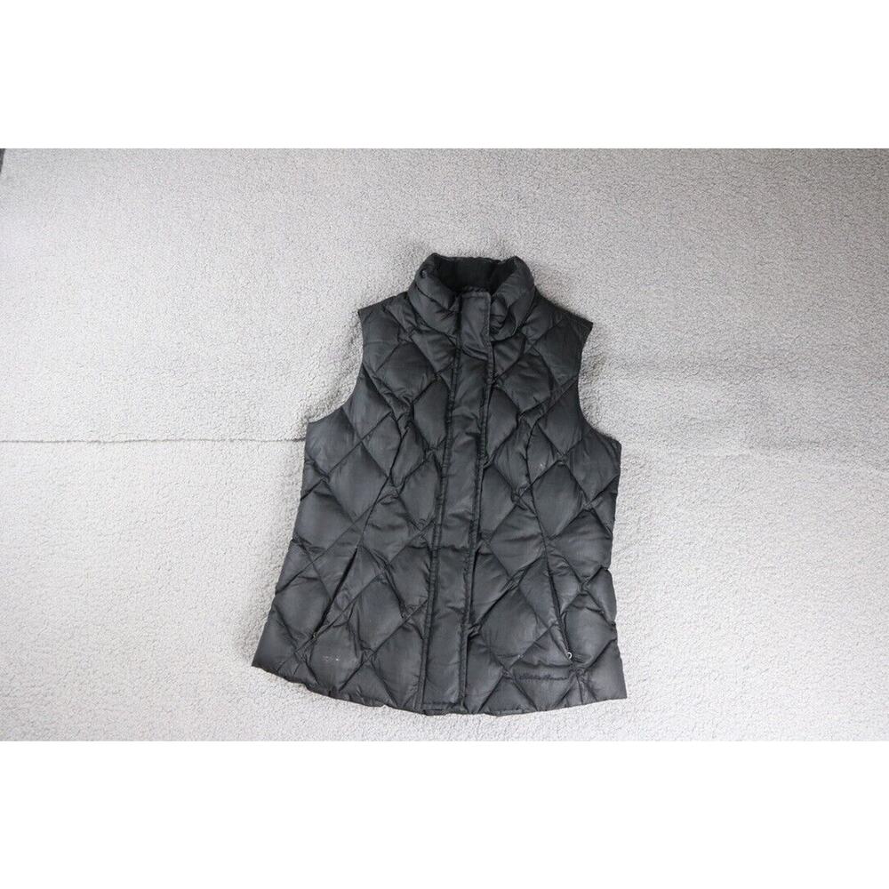 Eddie Bauer Vest Womens S Black Puffer Premium Quality Goose Down Zip Pockets
